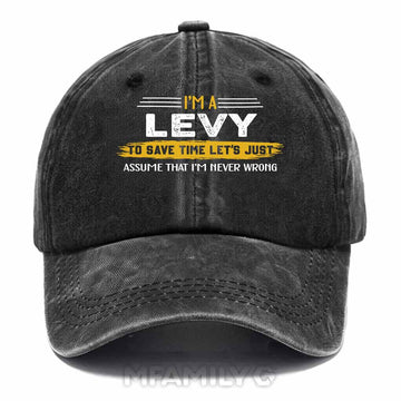 Levy Never Wrong Washed Baseball Cap