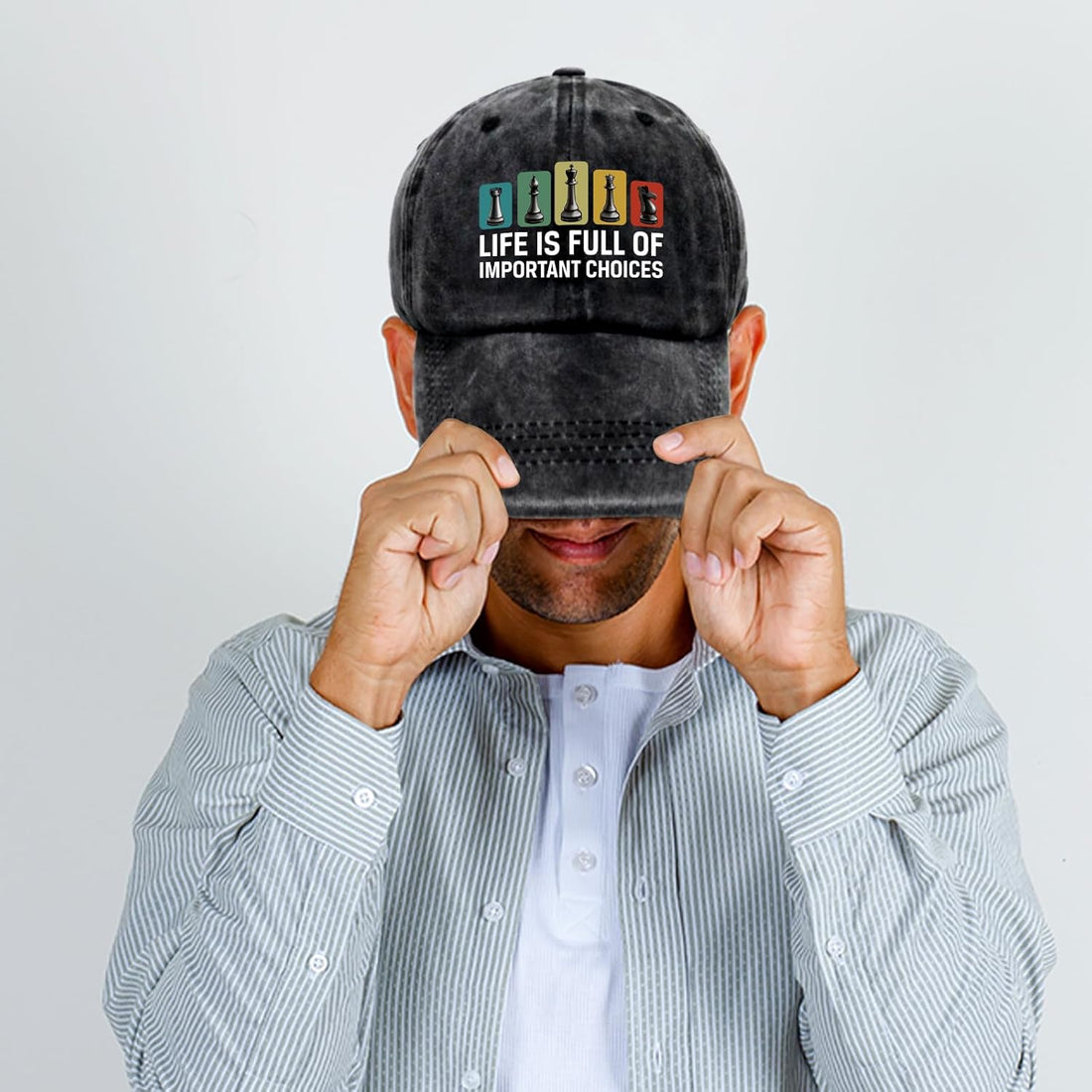 Life is Full of Important Choices, Funny Chess Vintage Washed Baseball Cap