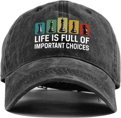 Life is Full of Important Choices, Funny Chess Vintage Washed Baseball Cap