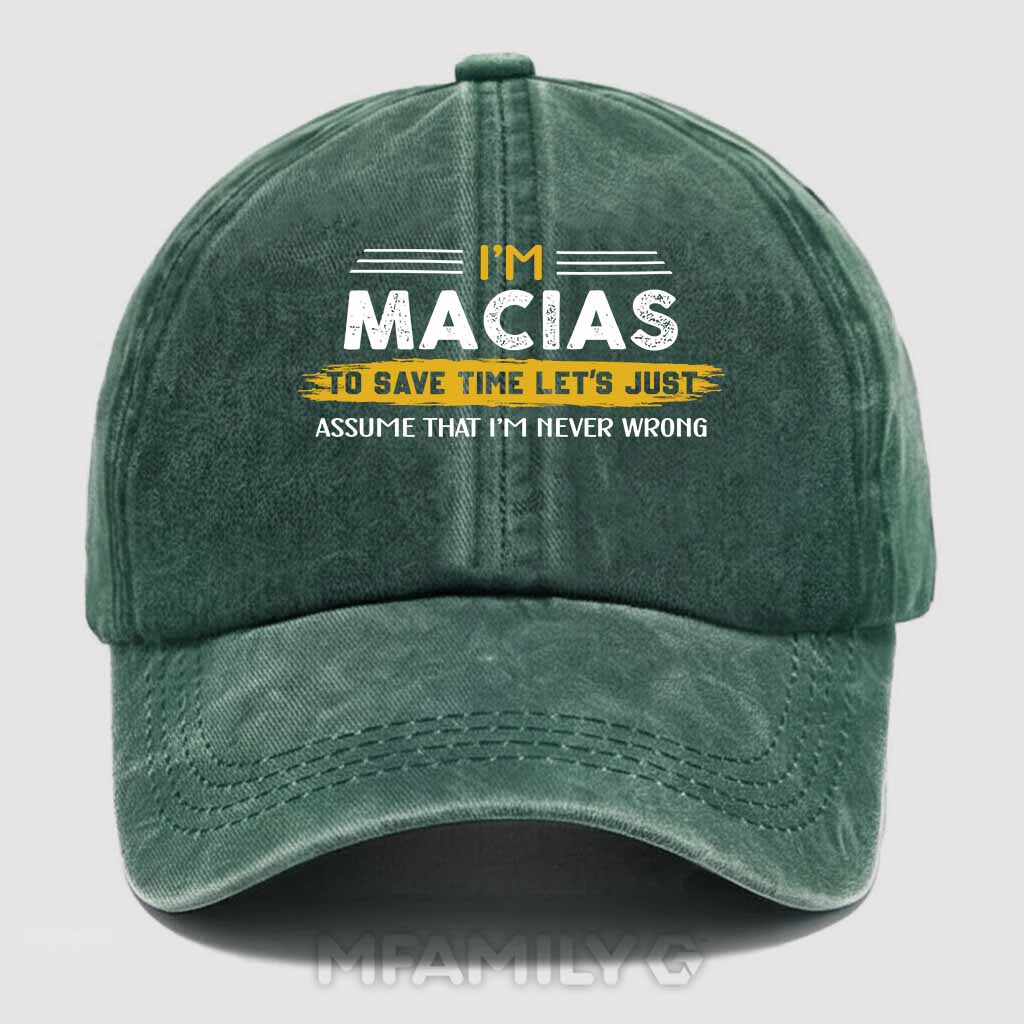 Macias Never Wrong Washed Baseball Cap