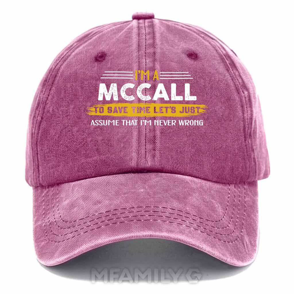 Mccall Never Wrong Washed Baseball Cap