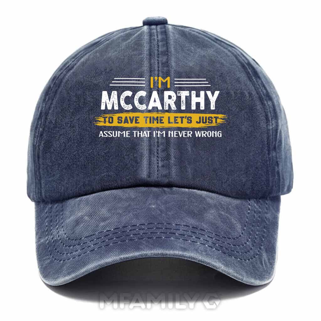 McCarthy Never Wrong Washed Baseball Cap