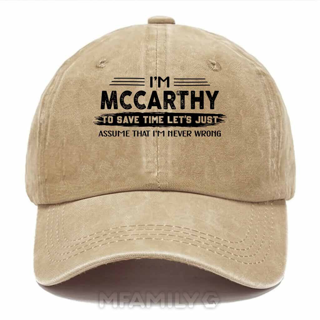 McCarthy Never Wrong Washed Baseball Cap