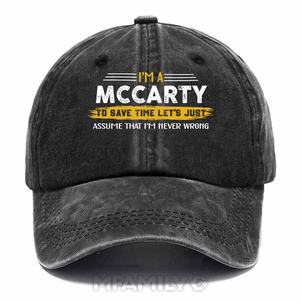 Mccarty Never Wrong Washed Baseball Cap