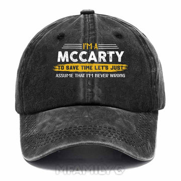 Mccarty Never Wrong Washed Baseball Cap