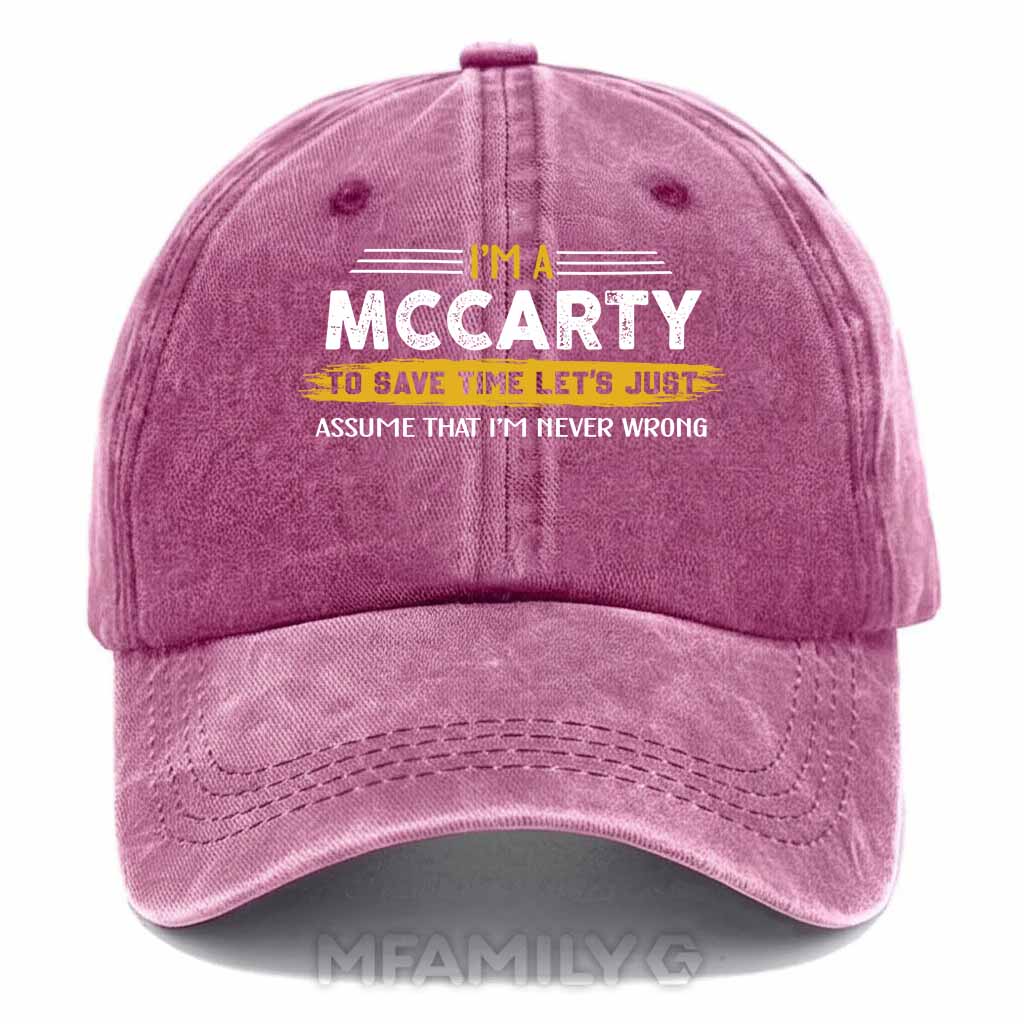 Mccarty Never Wrong Washed Baseball Cap