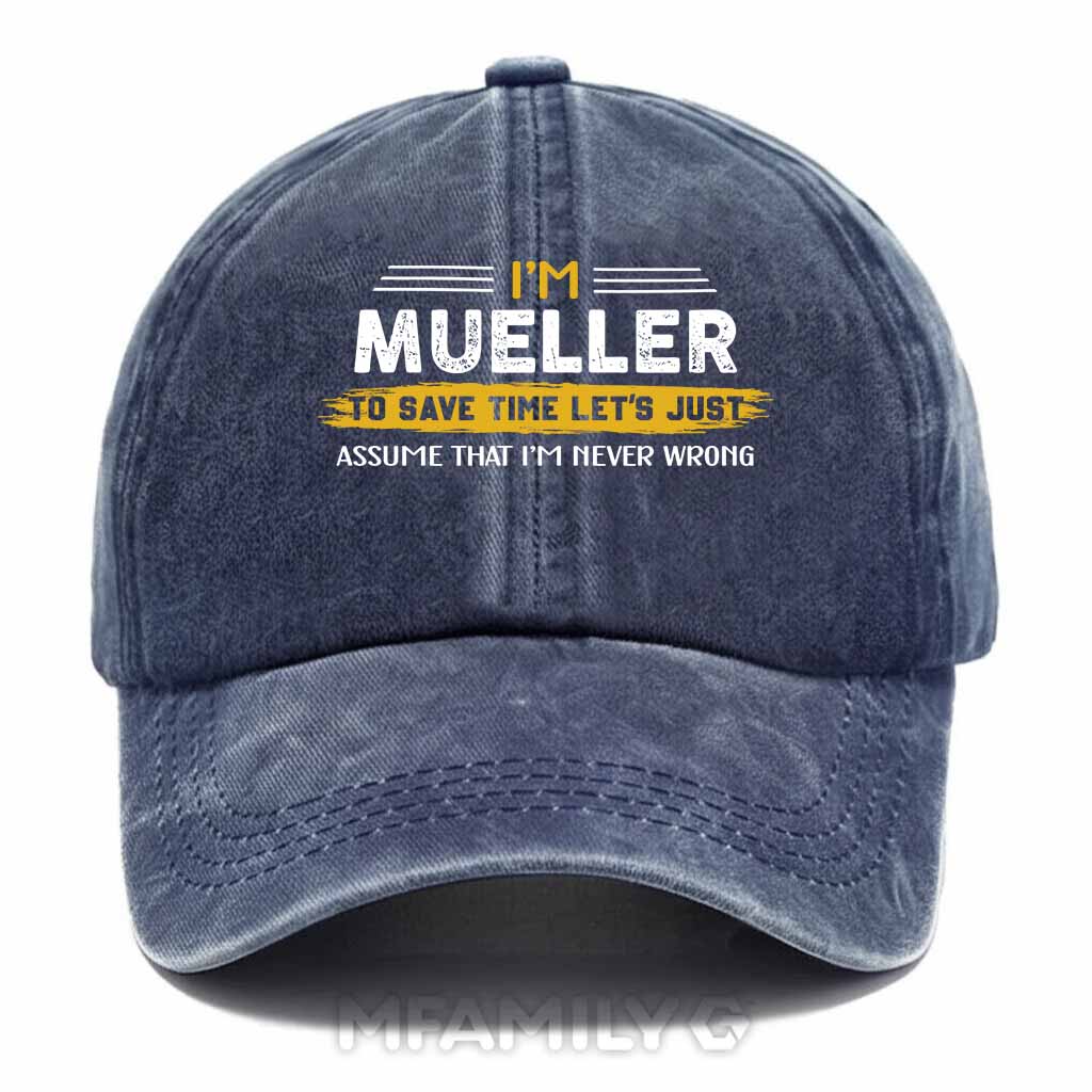 Mueller Never Wrong Washed Baseball Cap