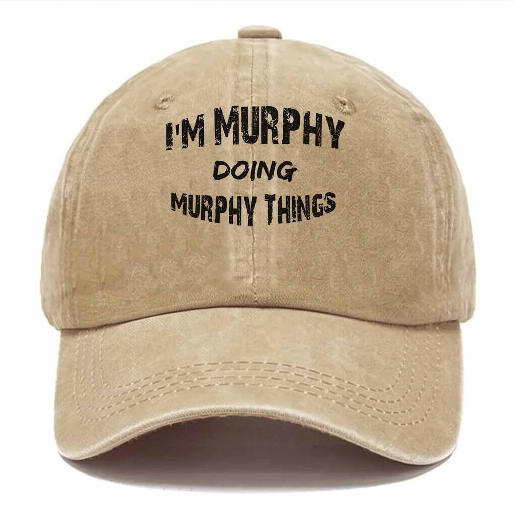 Murphy Doing Murphy Things Washed Baseball Cap