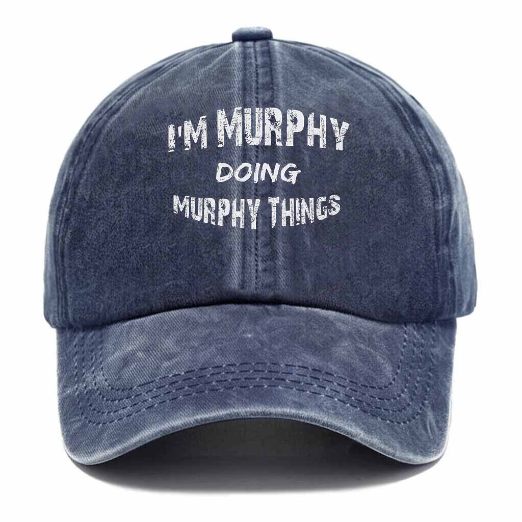 Murphy Doing Murphy Things Washed Baseball Cap