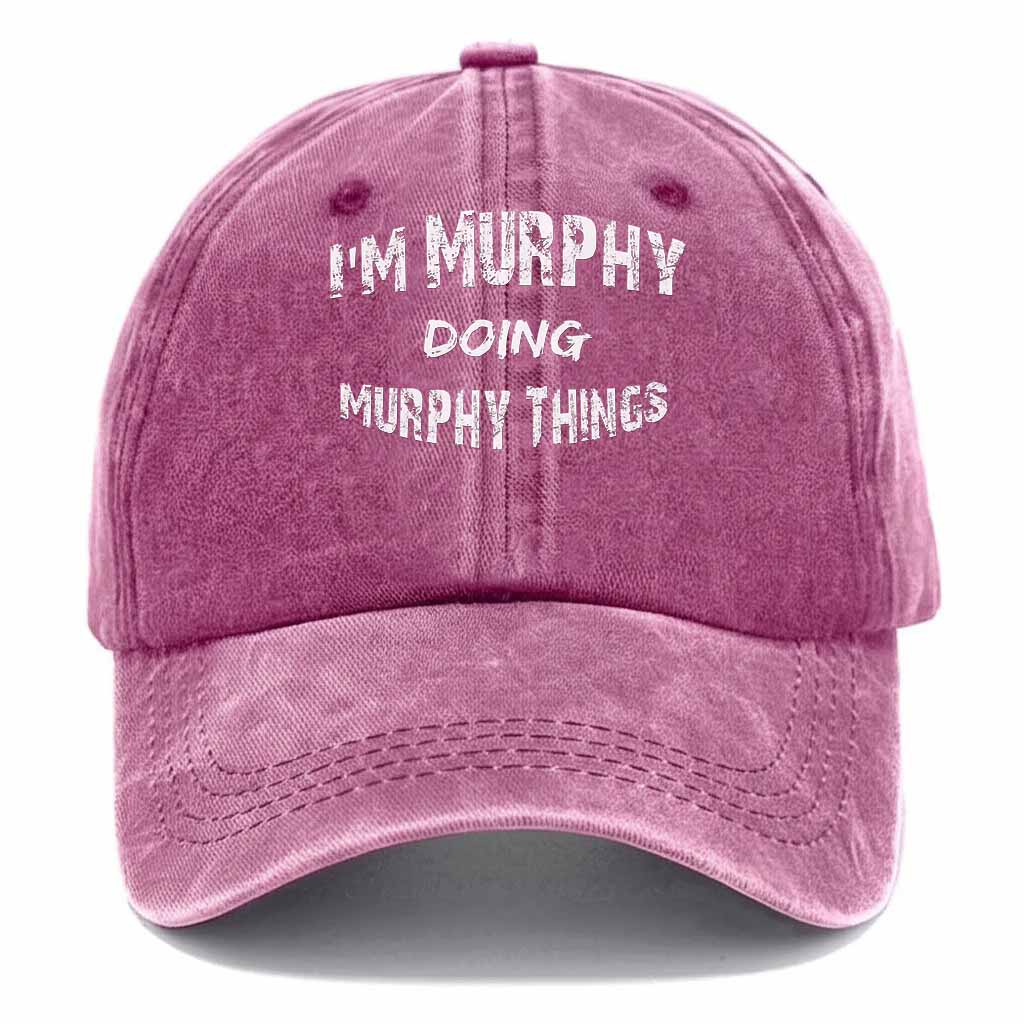 Murphy Doing Murphy Things Washed Baseball Cap