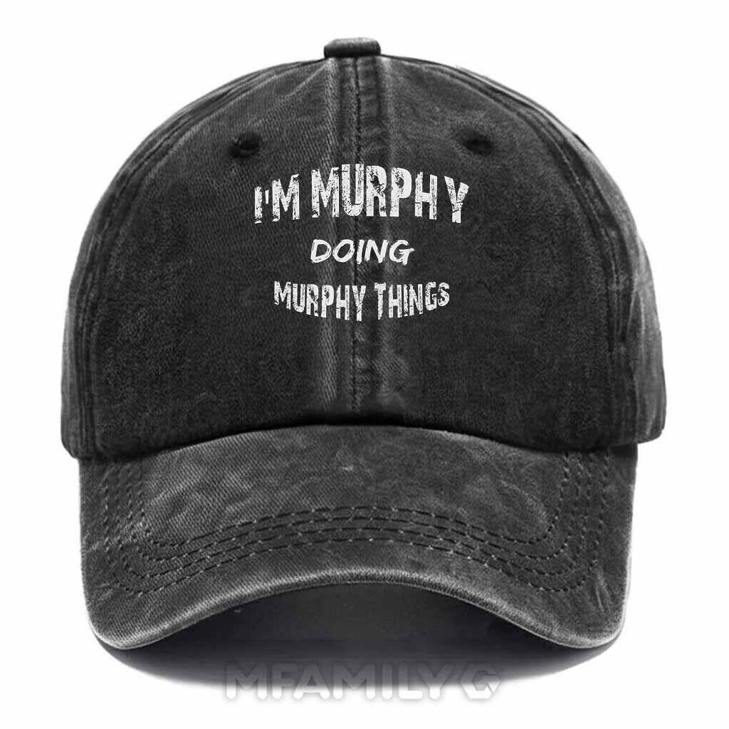 Murphy Doing Murphy Things Washed Baseball Cap