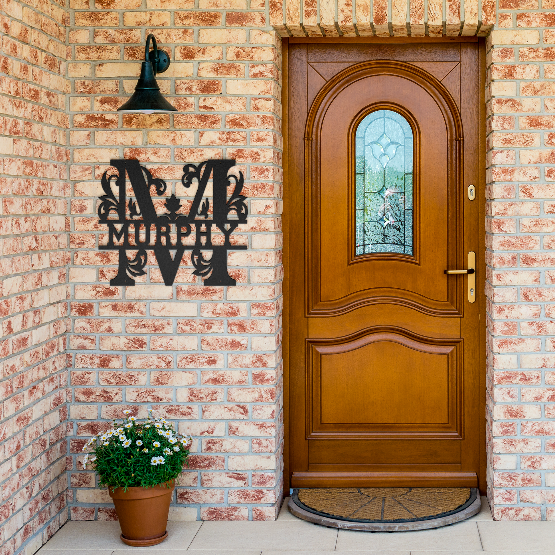 Murphy_Family_Monogram_Metal_Sign_Black_Brick_Entrance_Mockup.png