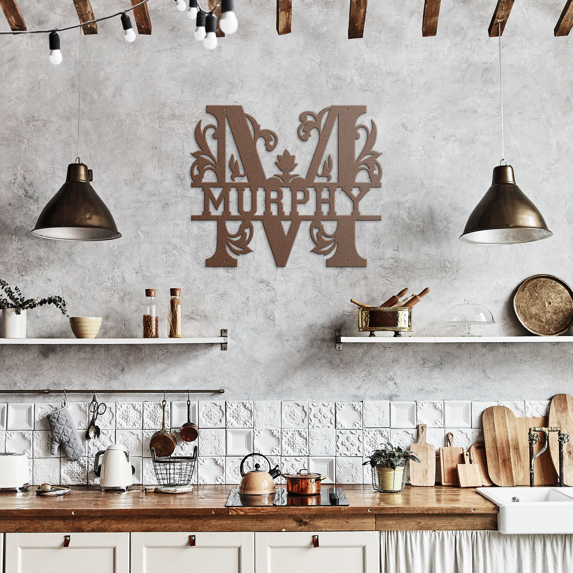 Murphy_Family_Monogram_Metal_Sign_Copper_Rustic_Kitchen_Mockup.png