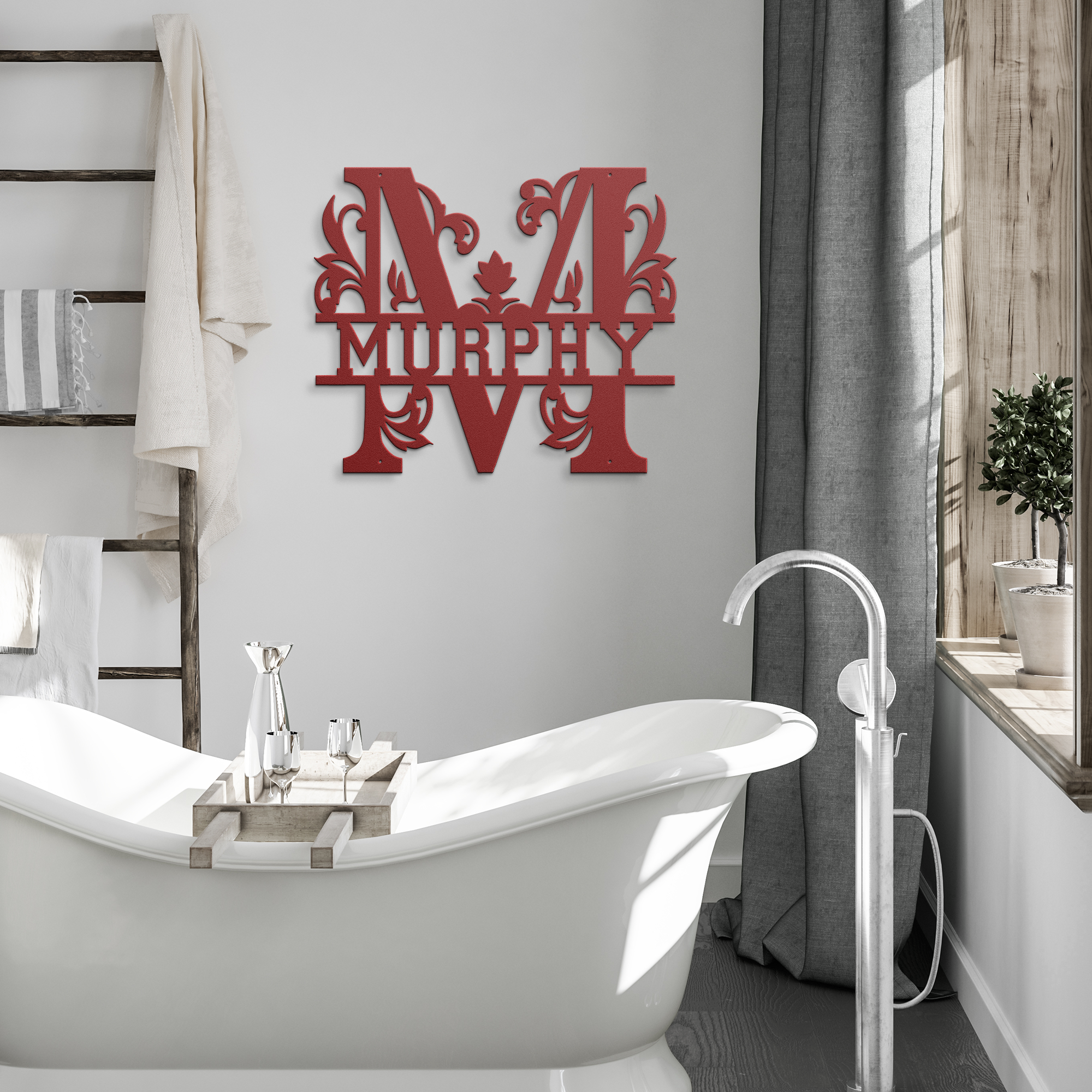 Murphy_Family_Monogram_Metal_Sign_Red_Modern_Bathroom_Mockup.png