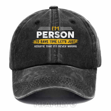 Person Never Wrong Washed Baseball Cap