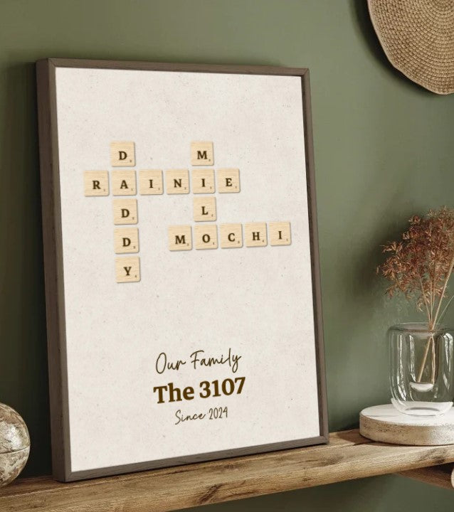Personalized Crossword Poster - Scrabble Feature With BagNames