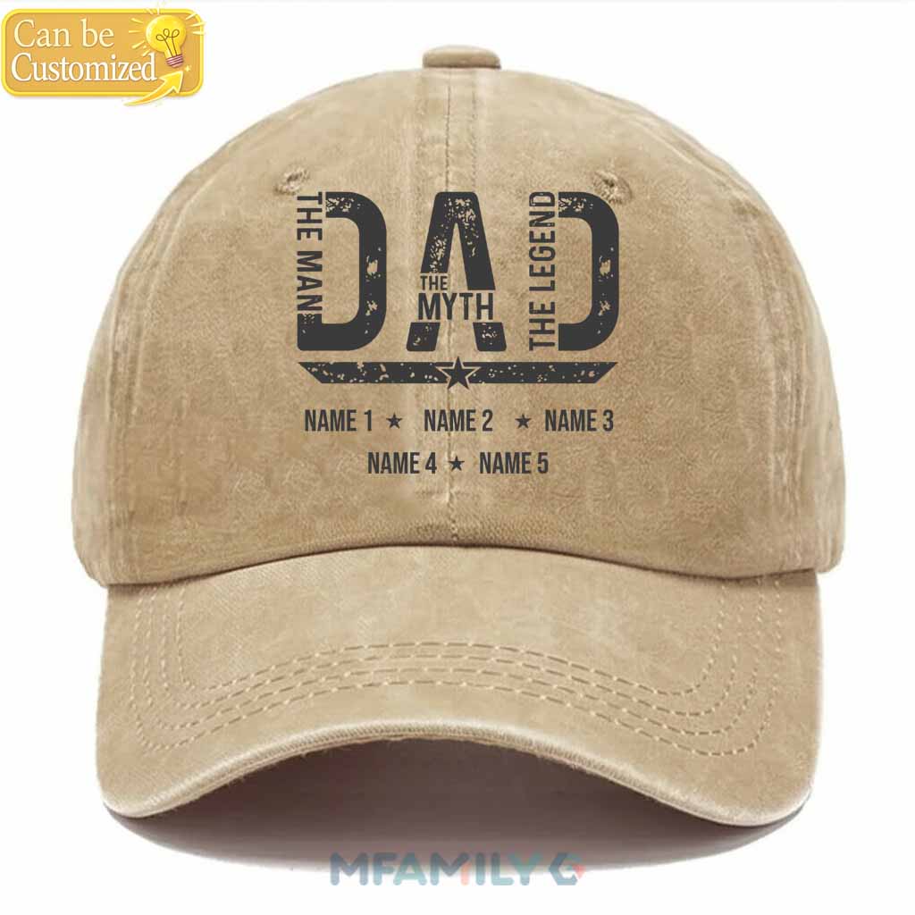 Personalized Dad Hat – The Man The Myth The Legend Custom Cap with Kids Names