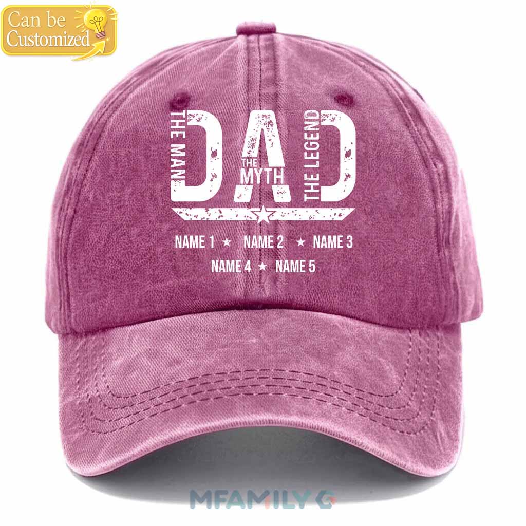 Personalized Dad Hat – The Man The Myth The Legend Custom Cap with Kids Names