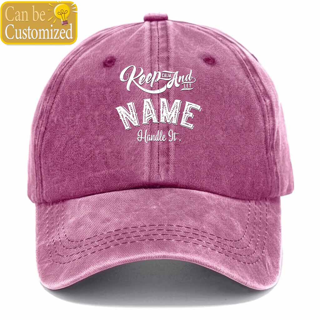 Personalized Name Keep Clam And Handle It Washed Baseball Cap