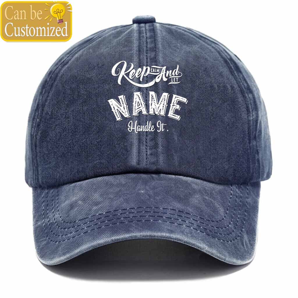 Personalized Name Keep Clam And Handle It Washed Baseball Cap