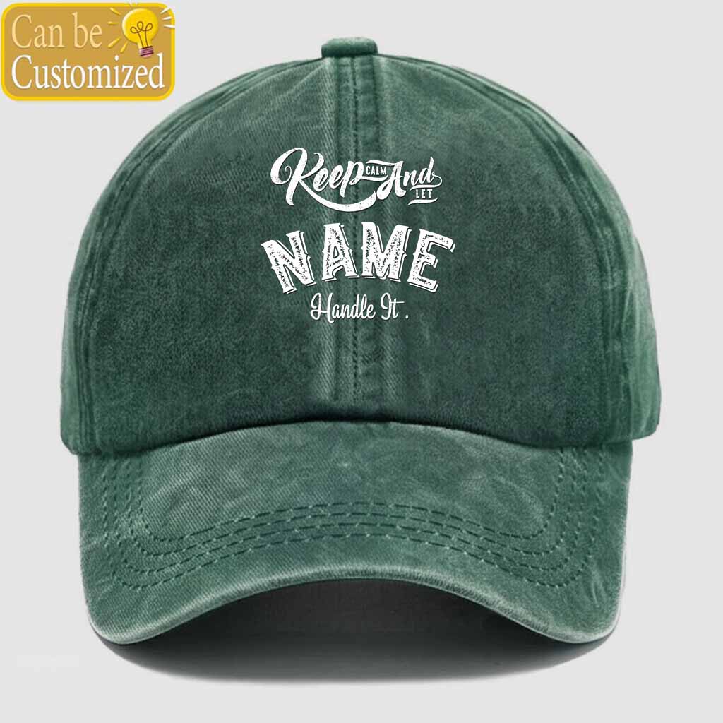 Personalized Name Keep Clam And Handle It Washed Baseball Cap