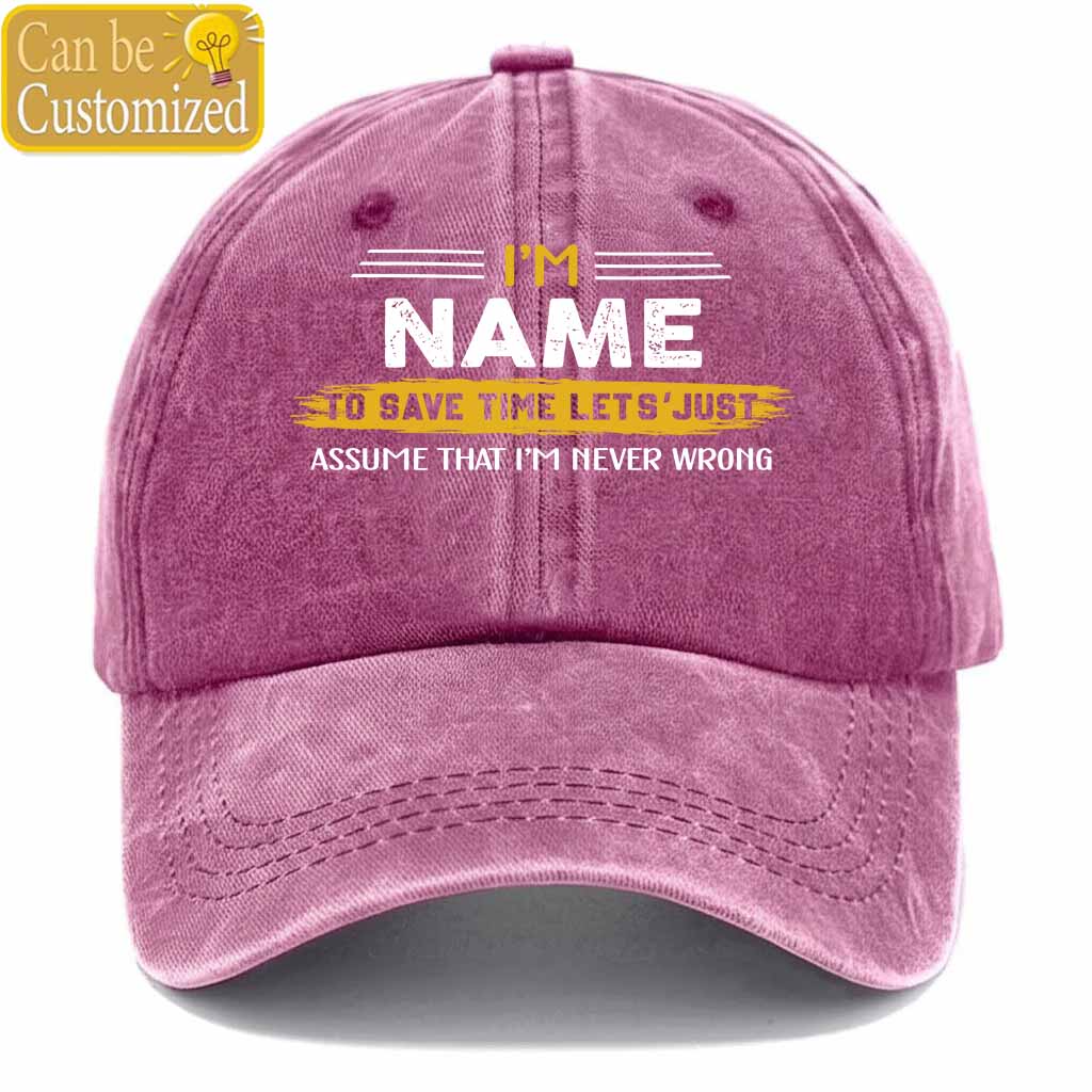 Personalized Name Never Wrong Washed Baseball Cap