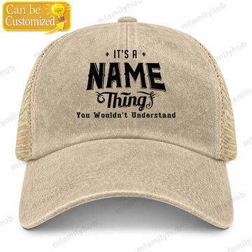 Personalized Name Thing Washed Trucker Cap For Large Heads