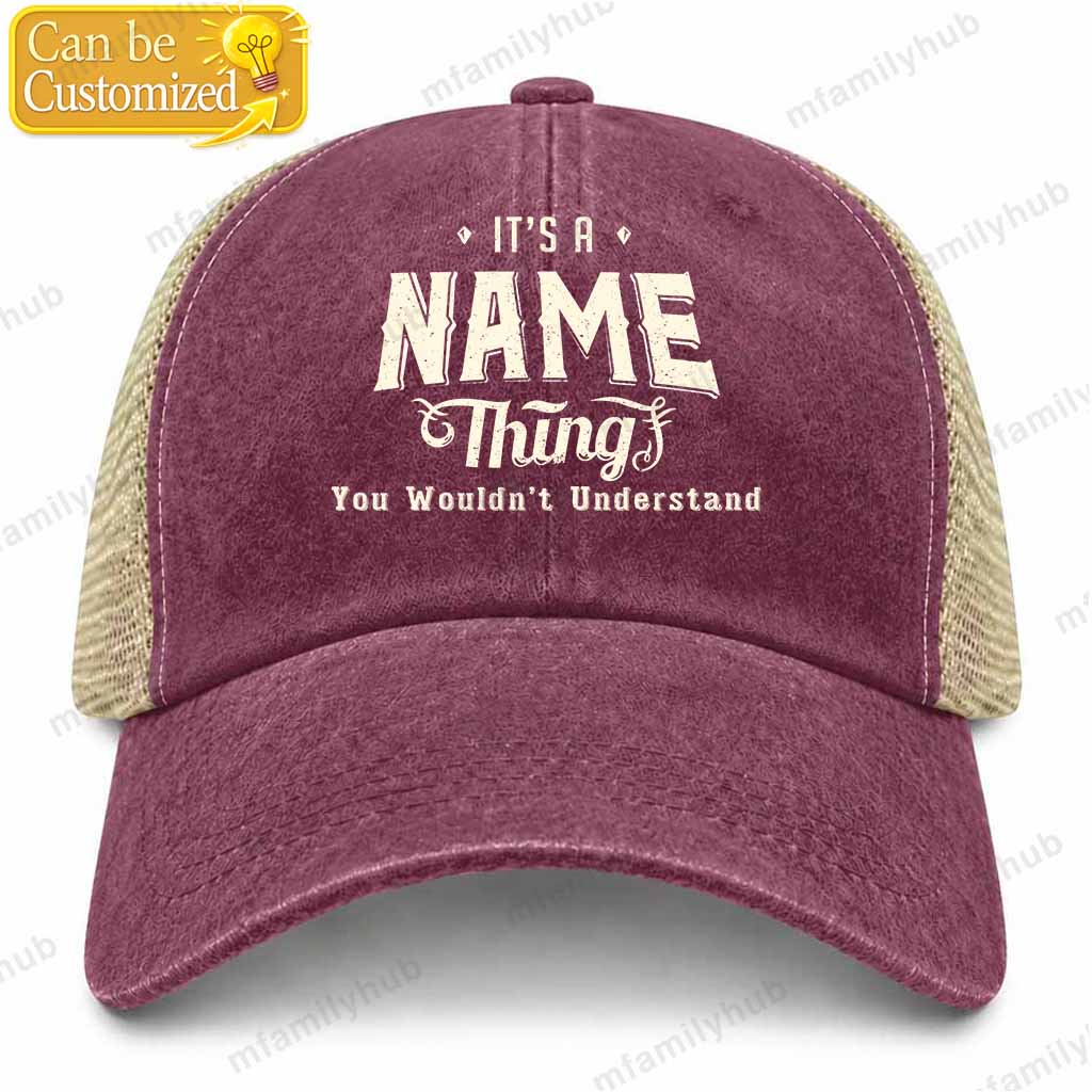 Personalized Name Thing Washed Trucker Cap For Large Heads