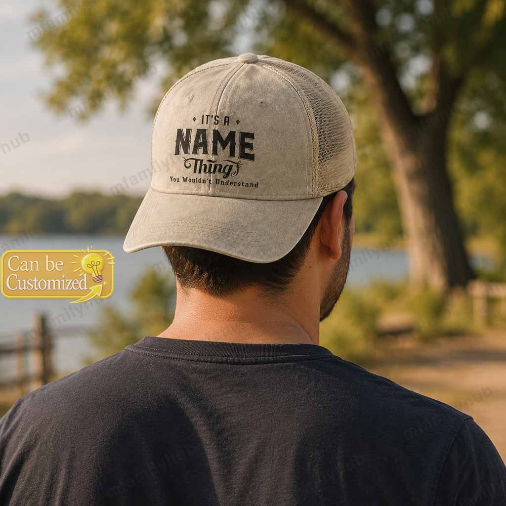 Personalized Name Thing Washed Trucker Cap For Large Heads