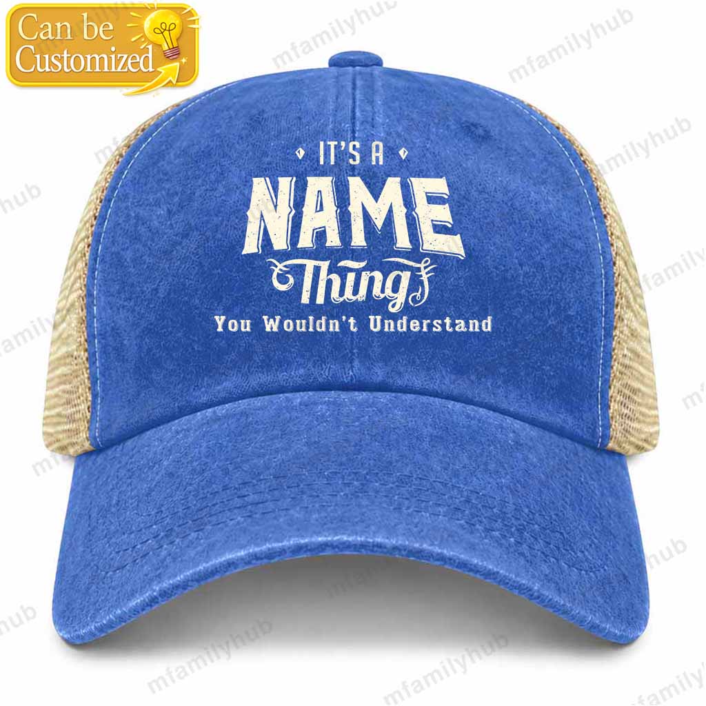 Personalized Name Thing Washed Trucker Cap For Large Heads