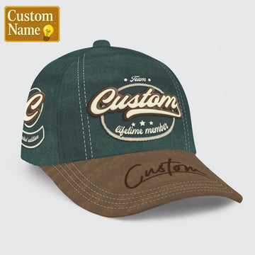 Personalized Name Vintage Lifetime Member Baseball Cap