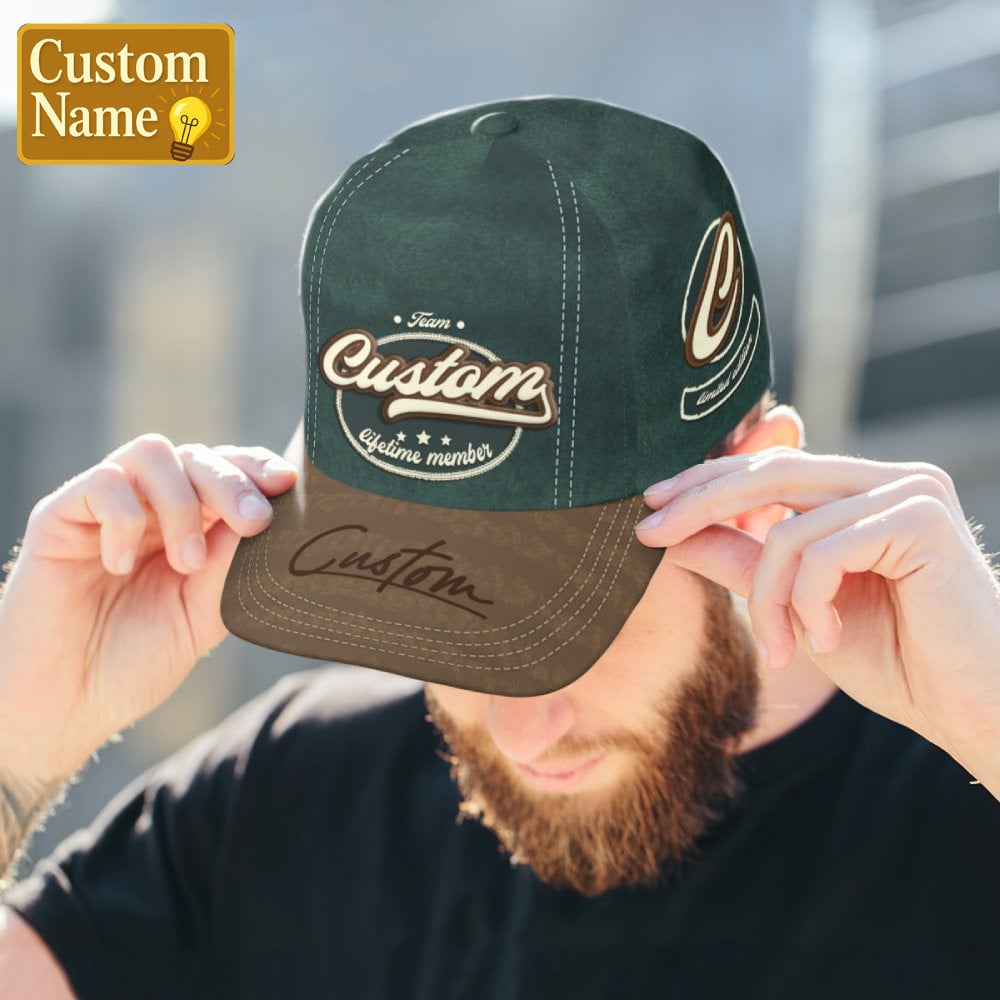 Personalized Name Vintage Lifetime Member Baseball Cap