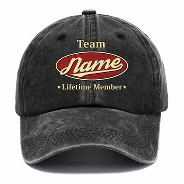 Personalized Team Lifetime Member Washed Baseball Cap