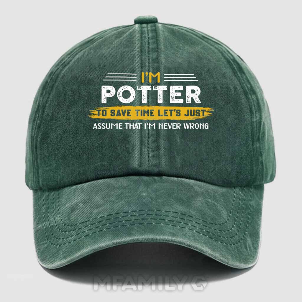 Potter Never Wrong Washed Baseball Cap