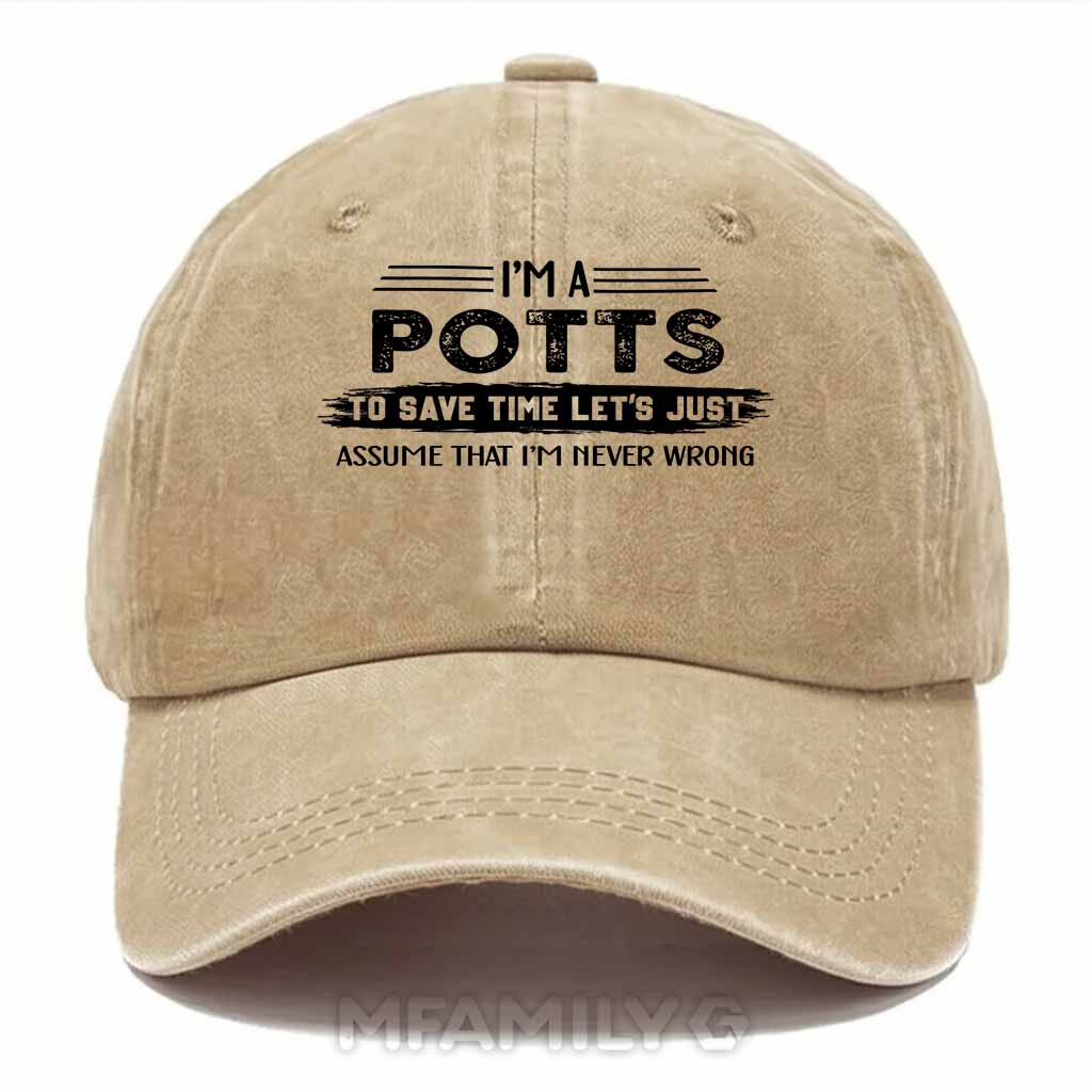 Potts Never Wrong Washed Baseball Cap