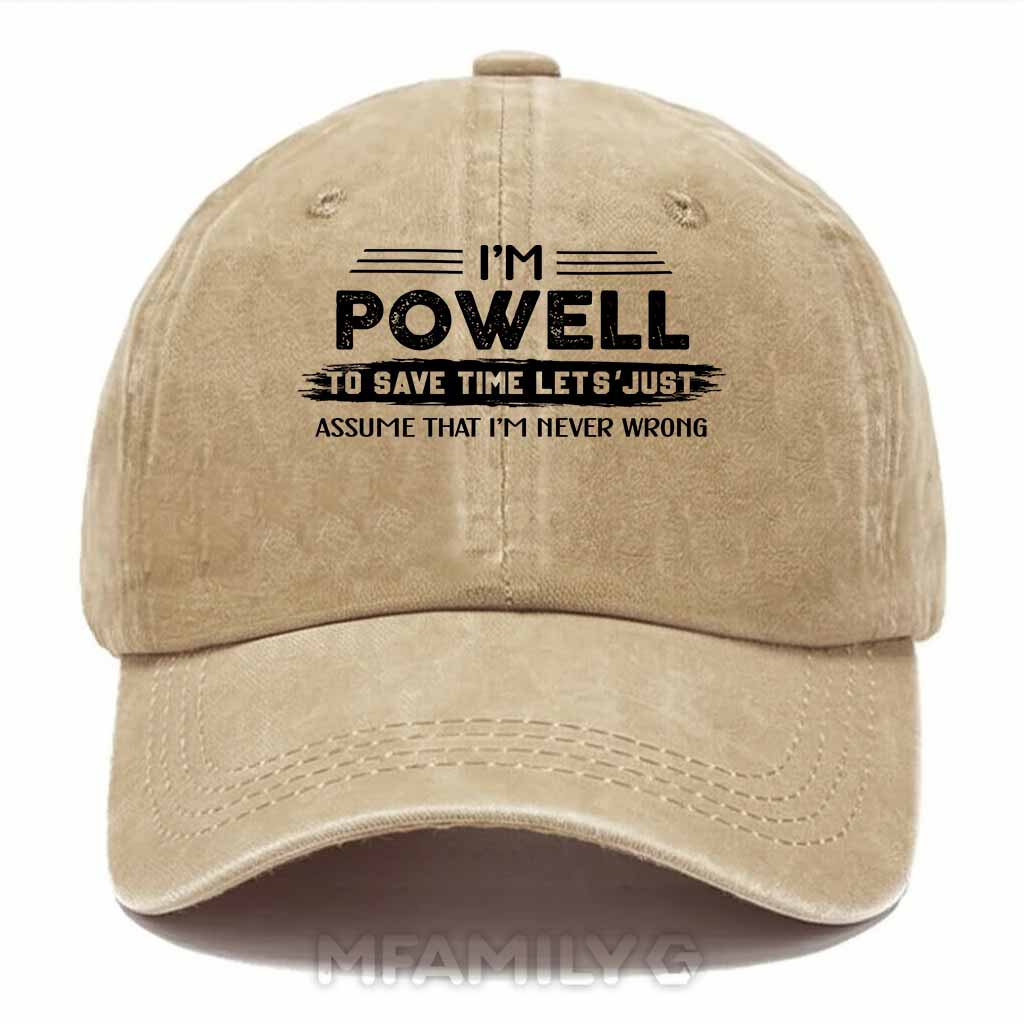 Powell Never Wrong Washed Baseball Cap