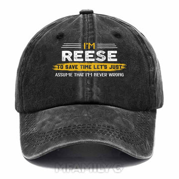 Reese Never Wrong Washed Baseball Cap