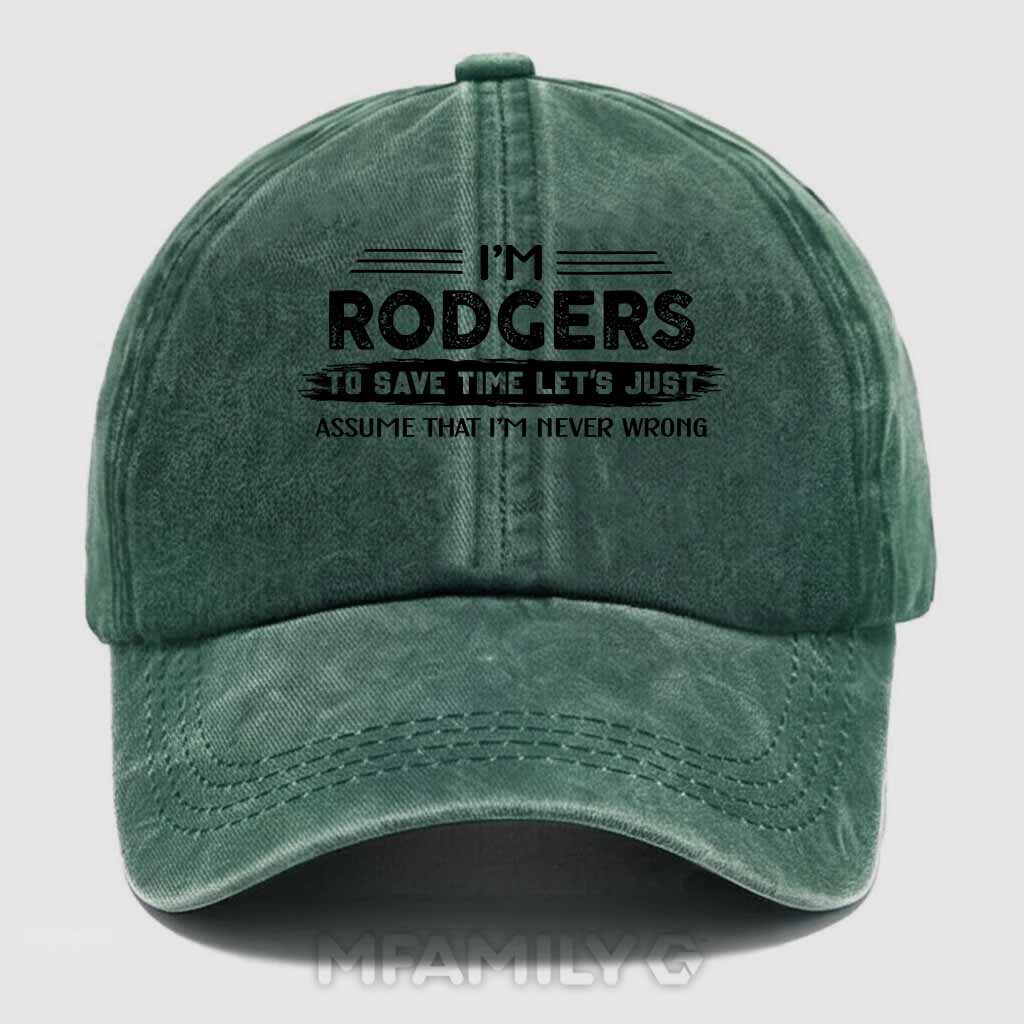 Rodgers Never Wrong Washed Baseball Cap