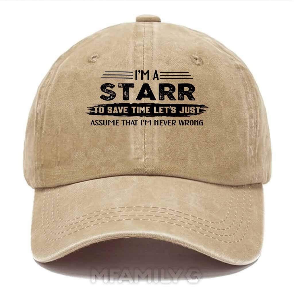 Starr Never Wrong Washed Baseball Cap