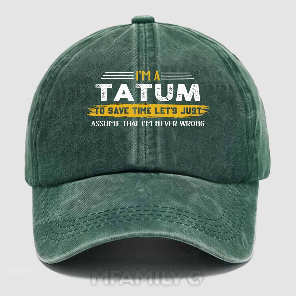Tatum Never Wrong Washed Baseball Cap