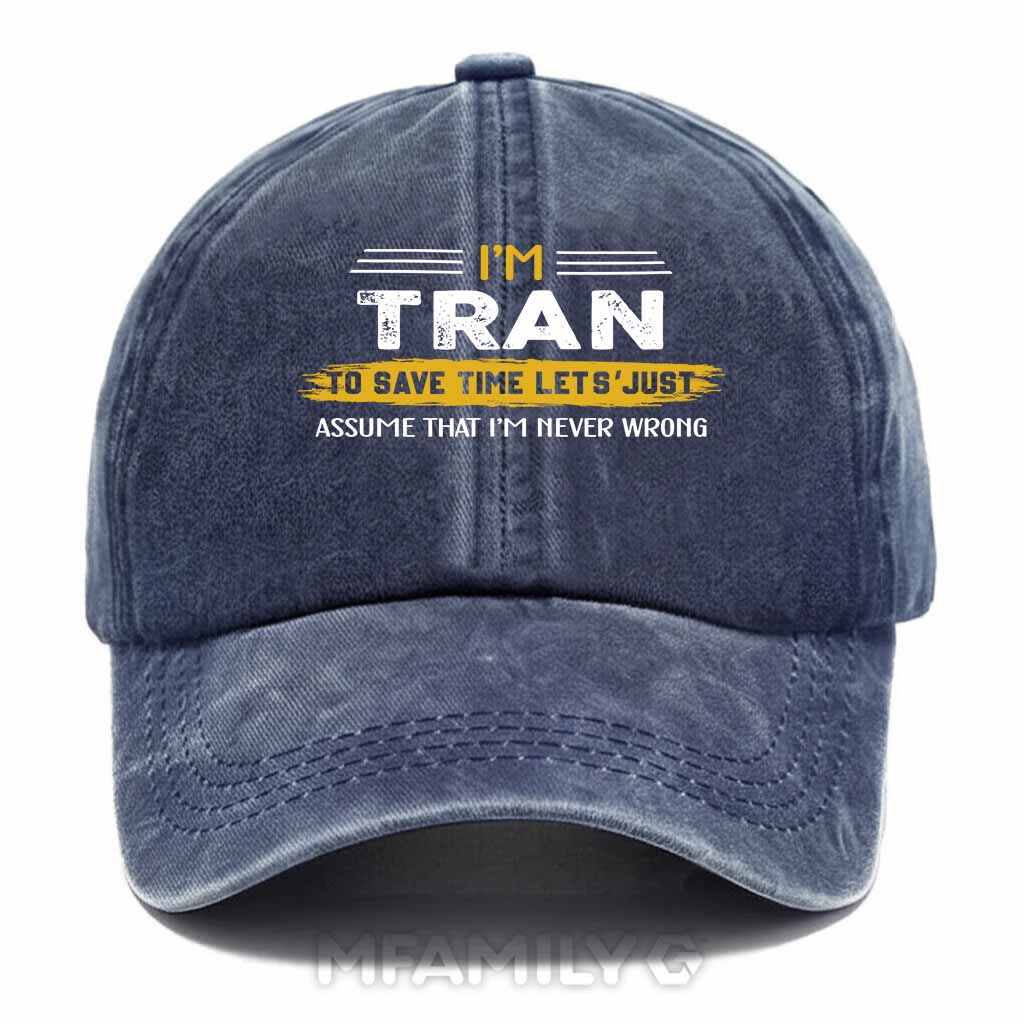 Tran Never Wrong Washed Baseball Cap