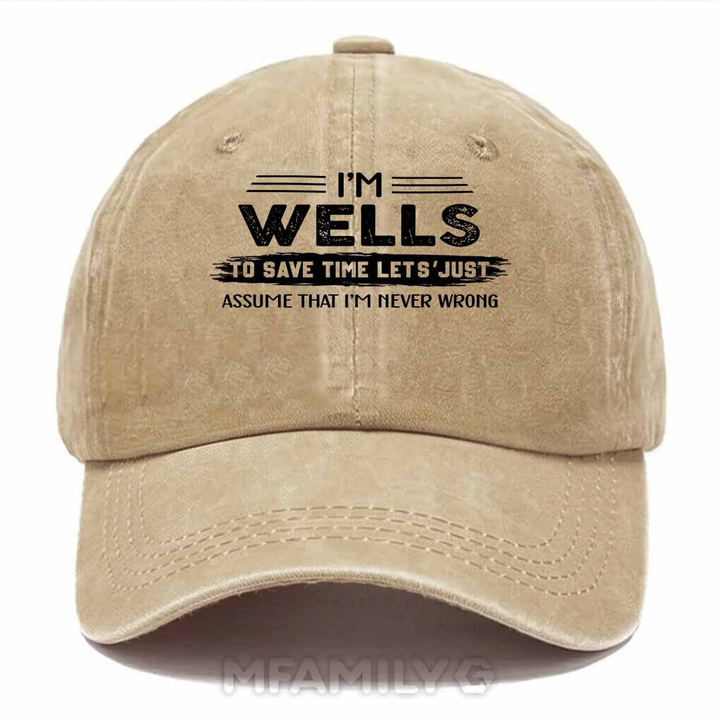 Wells Never Wrong Washed Baseball Cap