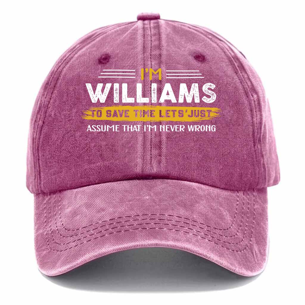 Williams Never Wrong Washed Baseball Cap