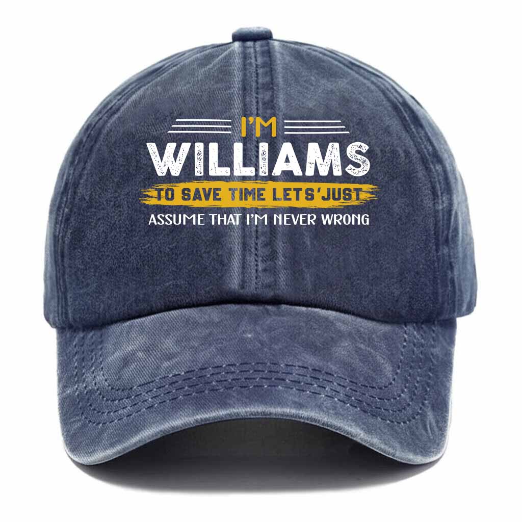 Williams Never Wrong Washed Baseball Cap