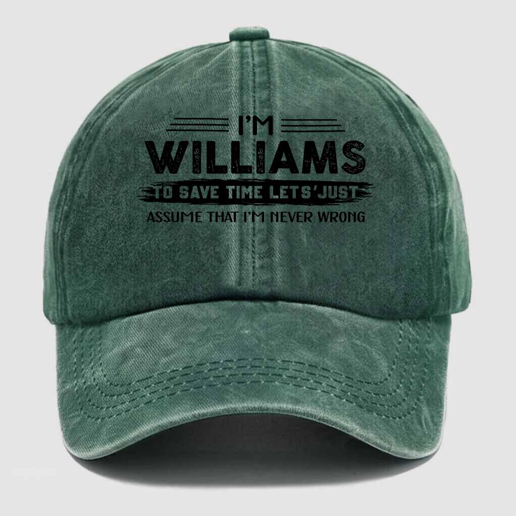 Williams Never Wrong Washed Baseball Cap