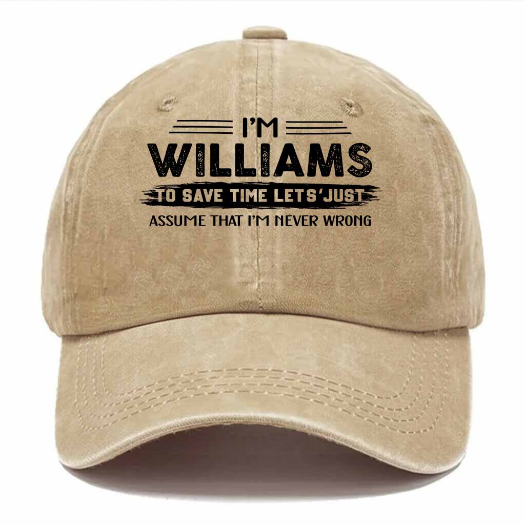 Williams Never Wrong Washed Baseball Cap