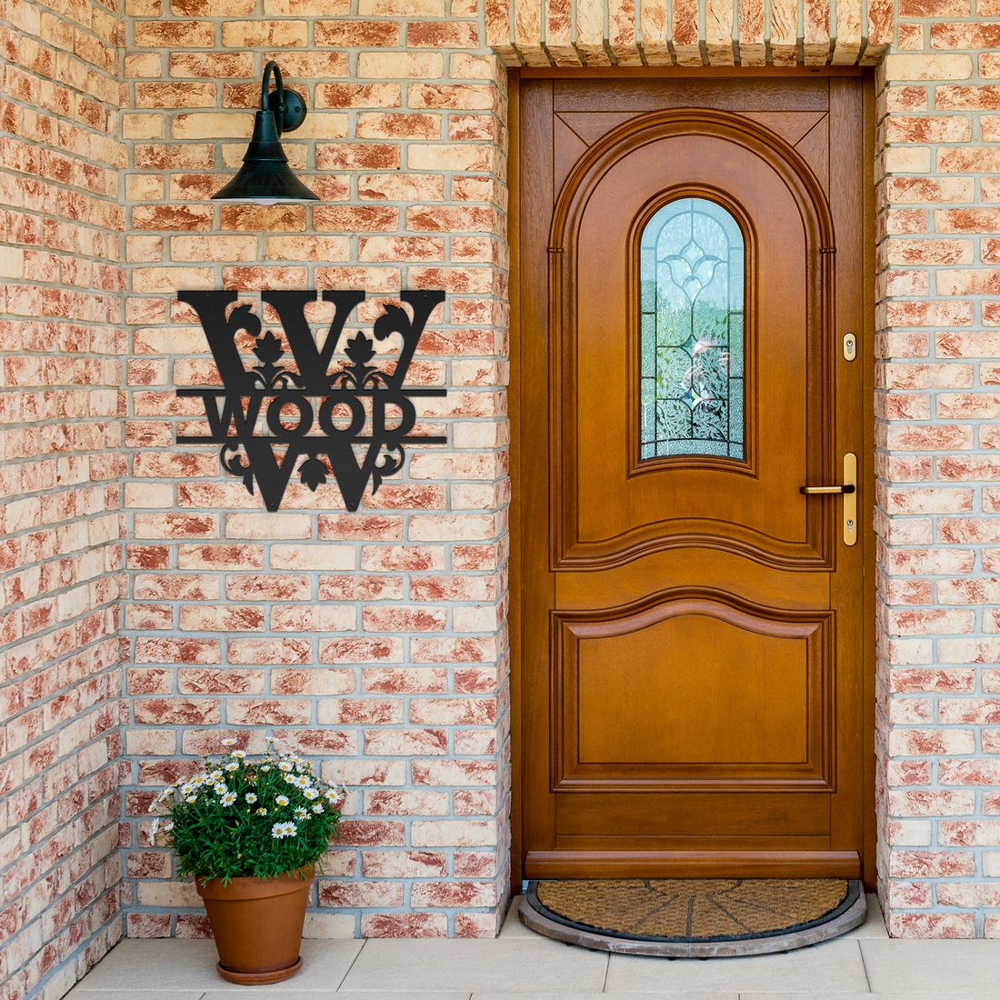 Wood_Family_Monogram_Metal_Sign_Black_Brick_Entrance_Mockup.png