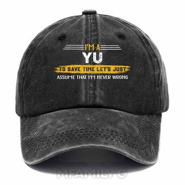 Yu Never Wrong Washed Baseball Cap