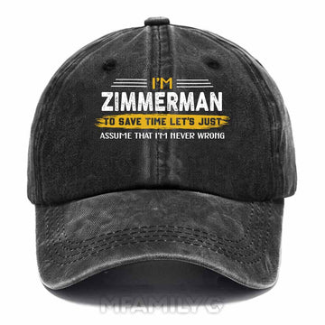 Zimmerman Never Wrong Washed Baseball Cap