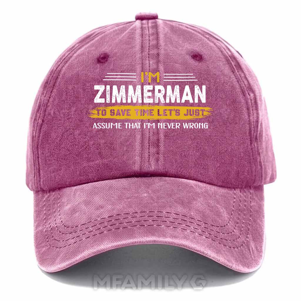 Zimmerman Never Wrong Washed Baseball Cap